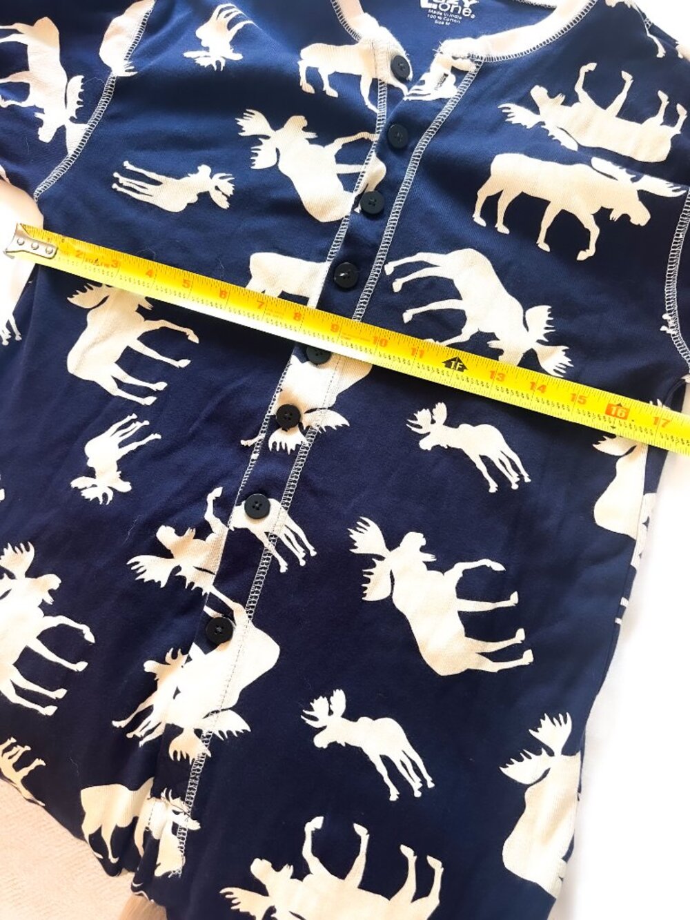 Lazy One Adult Unisex Classic Moose FlapJack Onesie Pajamas Navy Blue Tan Medium - Picture 5 of 10